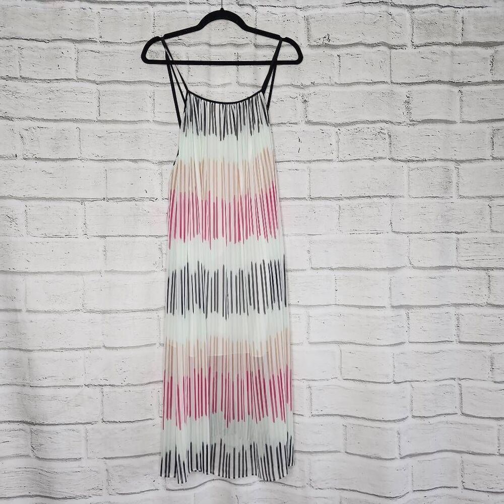 Alice + Olivia Womens Multicolor Zuri Pleated Abstract Chiffon Midi Dress Small
